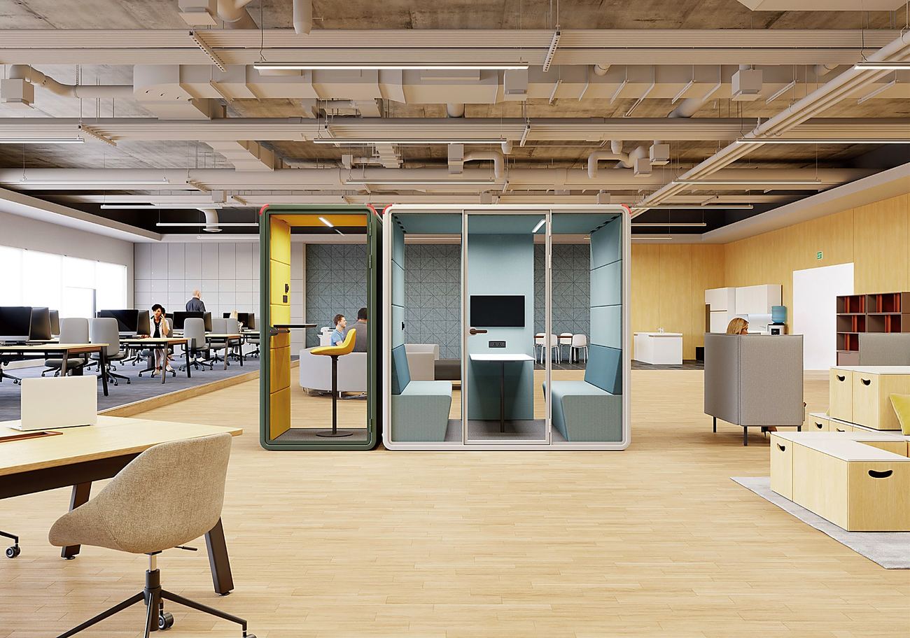 Silent Space booths installed in modern office