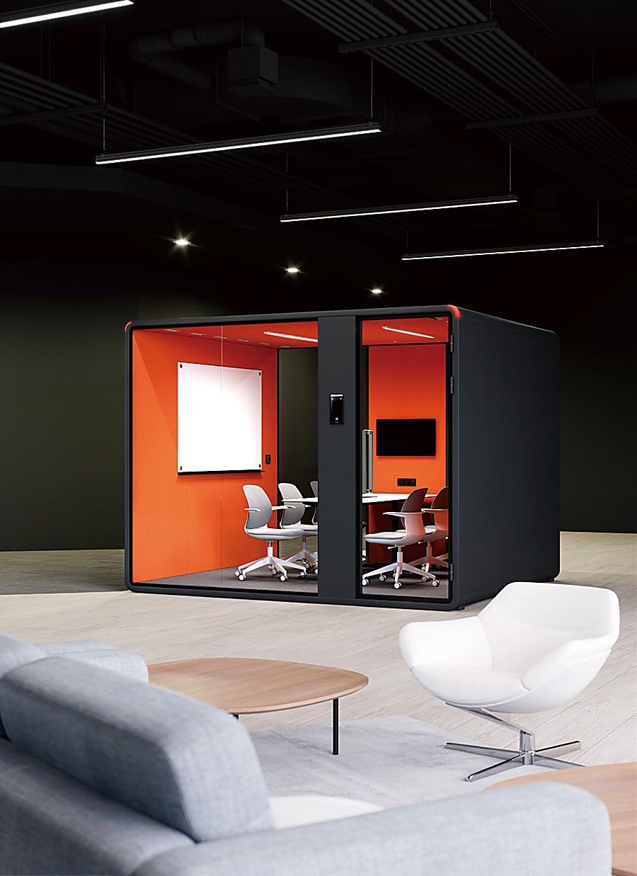 Customized XL booth with orange interior