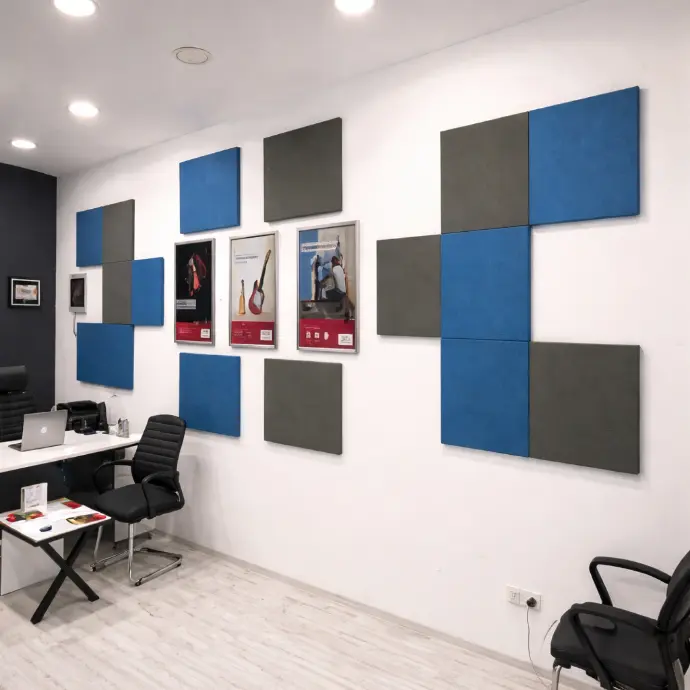 Acoustic fabric panel edge detail close-up