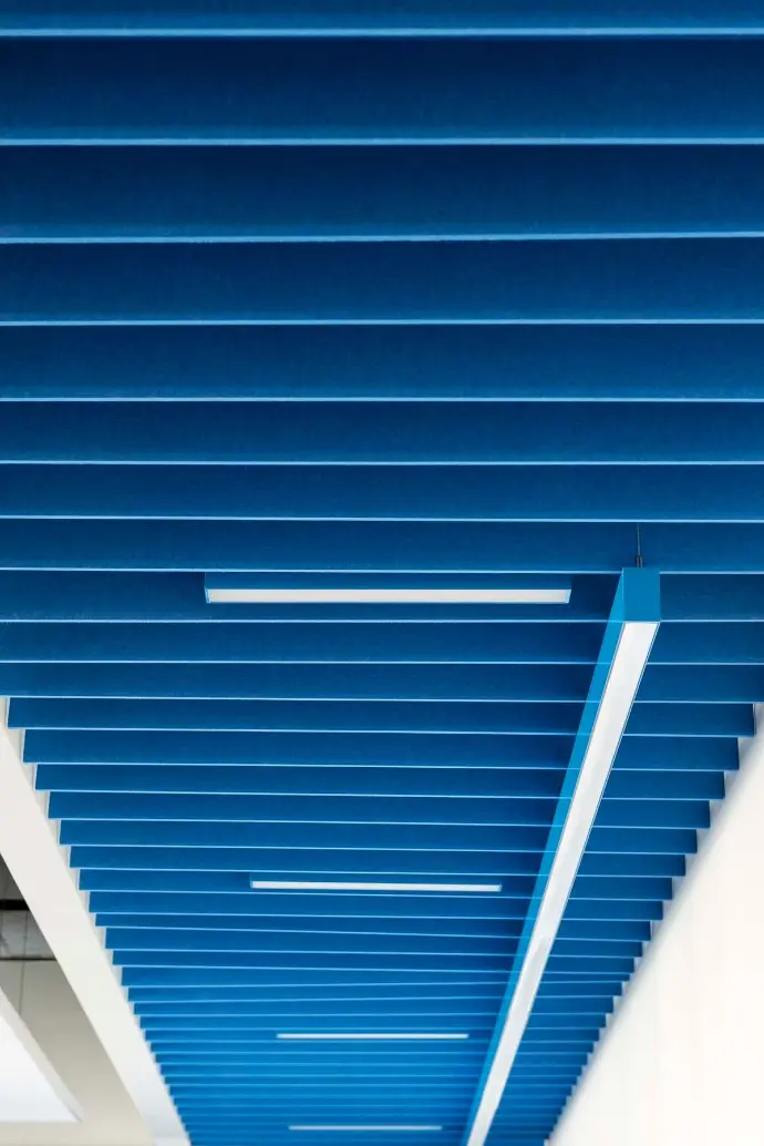 Perforated metal acoustic baffles installation — Yamamah Smart