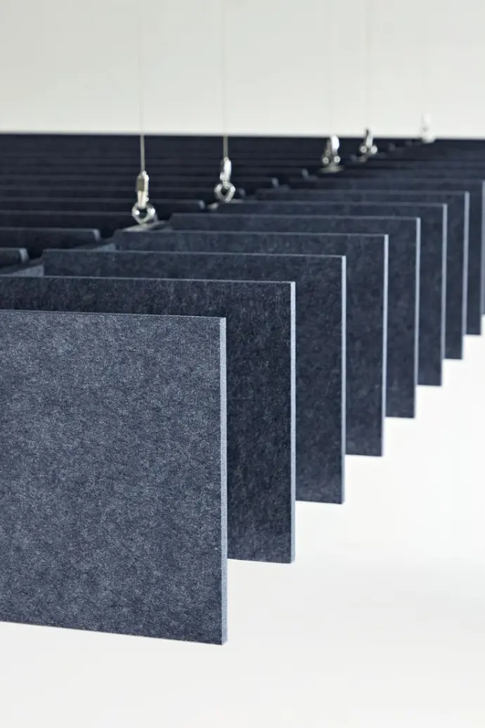 Office ceiling with acoustic tiles