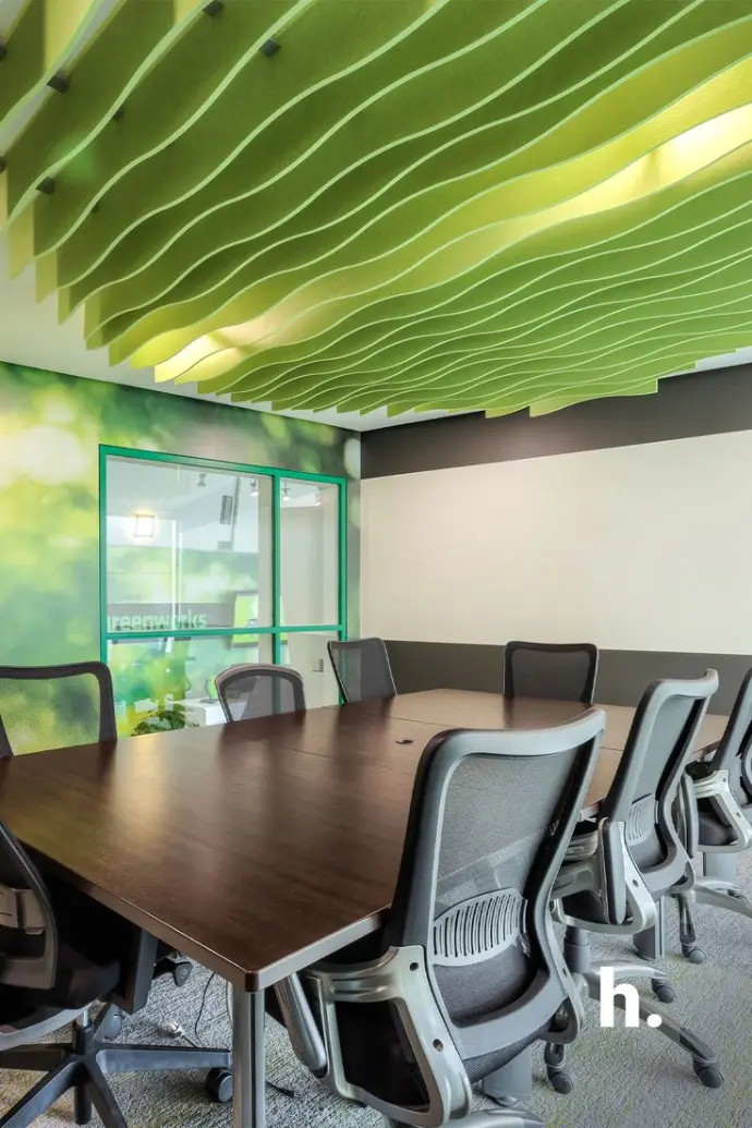 Clinic waiting area with acoustic tiles