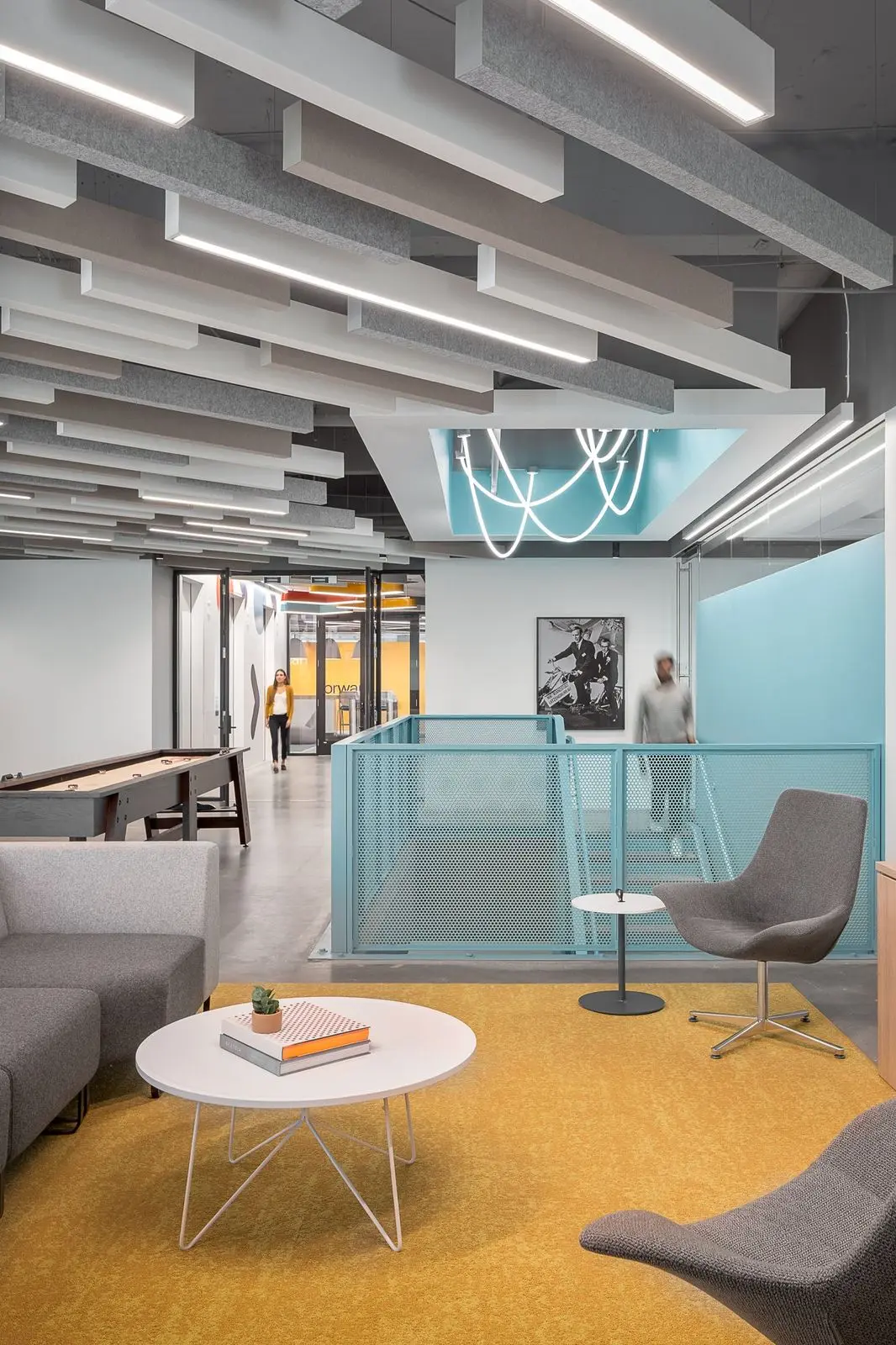 Perforated metal acoustic baffles installation — Yamamah Smart