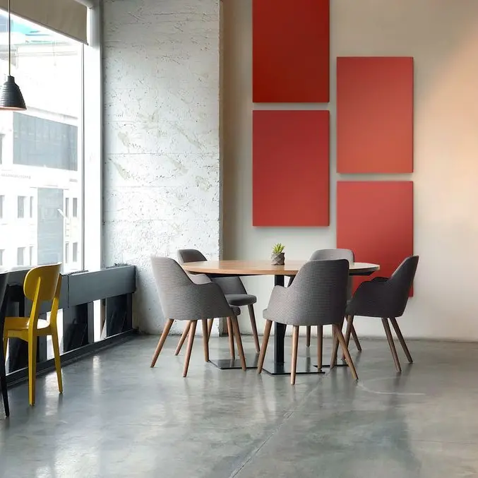 Sound absorbing fabric panels in modern interior design