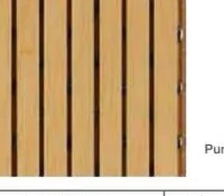 Yamamah Smart grooved wood pattern 13-3 — 13mm spacing with 3mm grooves, 12.0% punching rate, ASTM C423 NRC 0.9