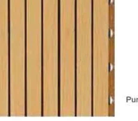 Yamamah Smart grooved wood pattern 14-2 — 14mm spacing with 2mm grooves, 8.0% punching rate, ASTM C423 NRC 0.6