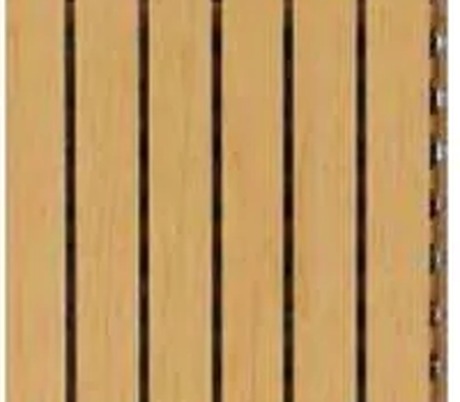 Yamamah Smart grooved wood pattern 18-3 — 18mm spacing with 3mm grooves, 9.0% punching rate, ASTM C423 NRC 0.85