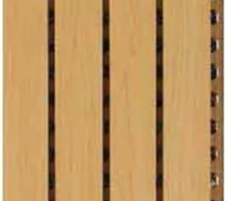 Yamamah Smart grooved wood pattern 28-4 — 28mm spacing with 4mm grooves, 8.0% punching rate, ASTM C423 NRC 0.7