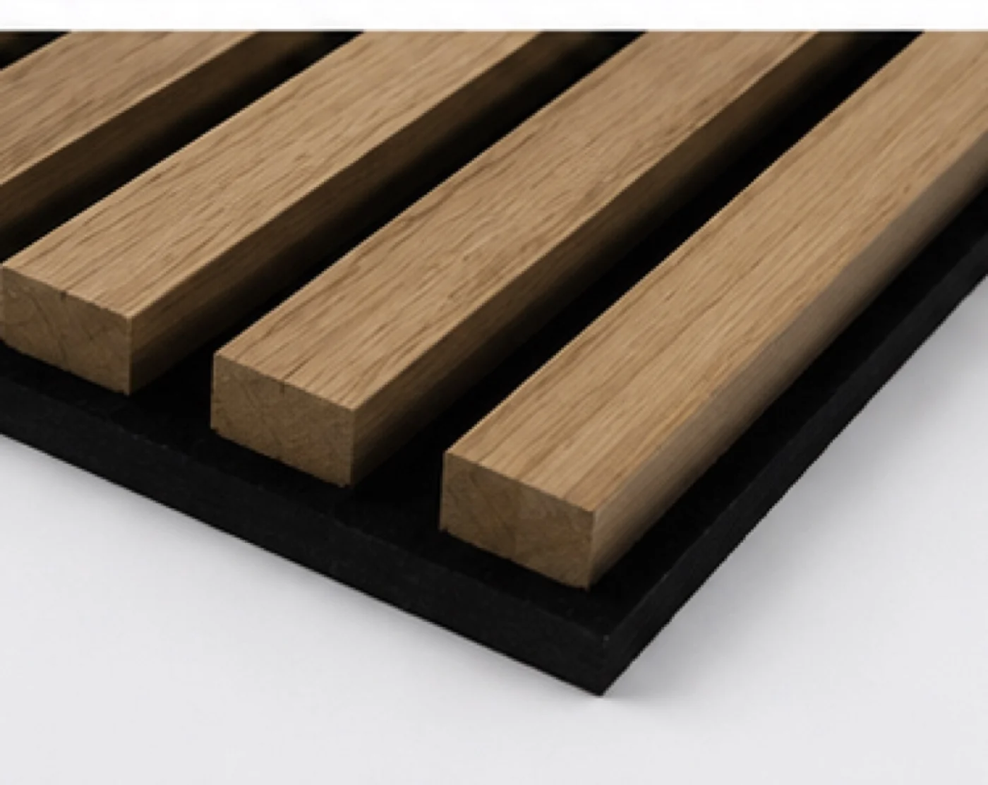 Angled view of wood slat profile
