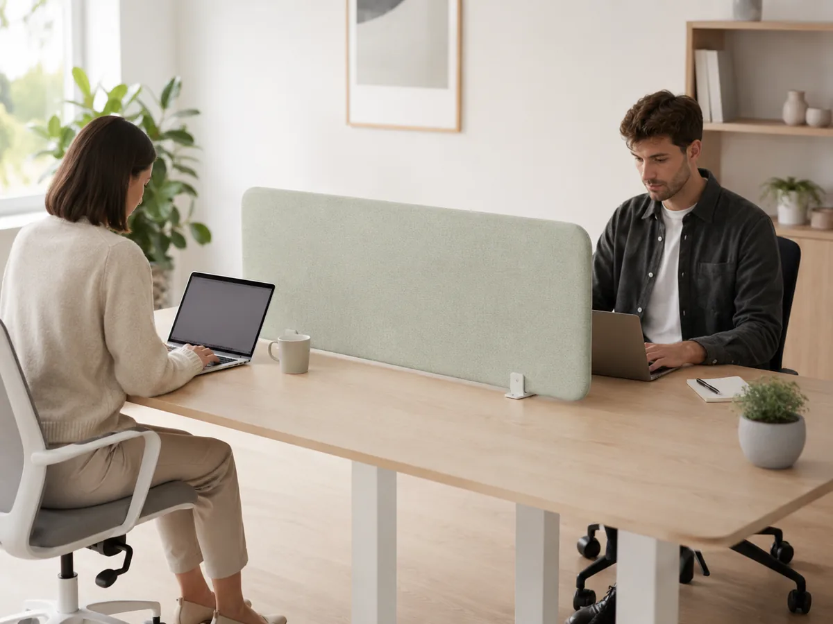 Light green desk-top divider — Desk-Top Privacy acoustic office divider by Yamamah Smart