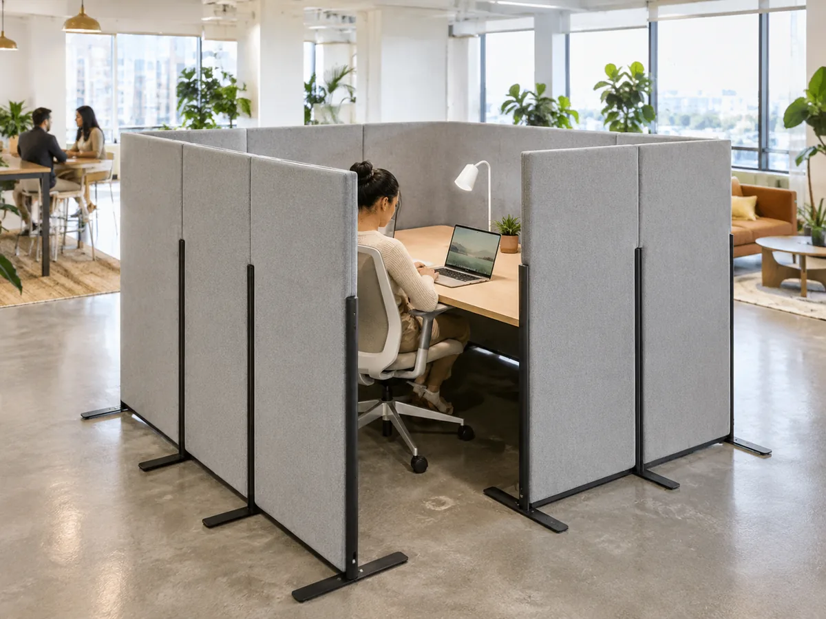 Single 6-panel modular surround — Modular L/U-Shape acoustic office divider by Yamamah Smart