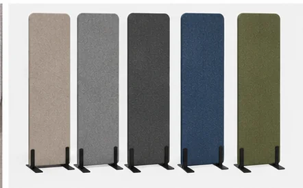 5-colour material showcase — Floor-Standing Tall acoustic office divider by Yamamah Smart