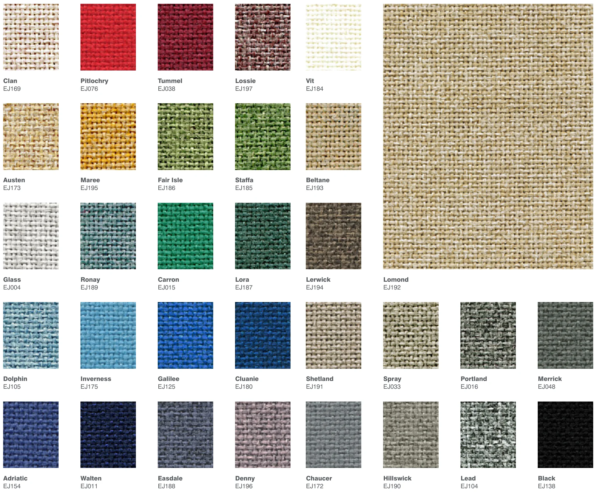 Camira Cara fabric palette by Camira