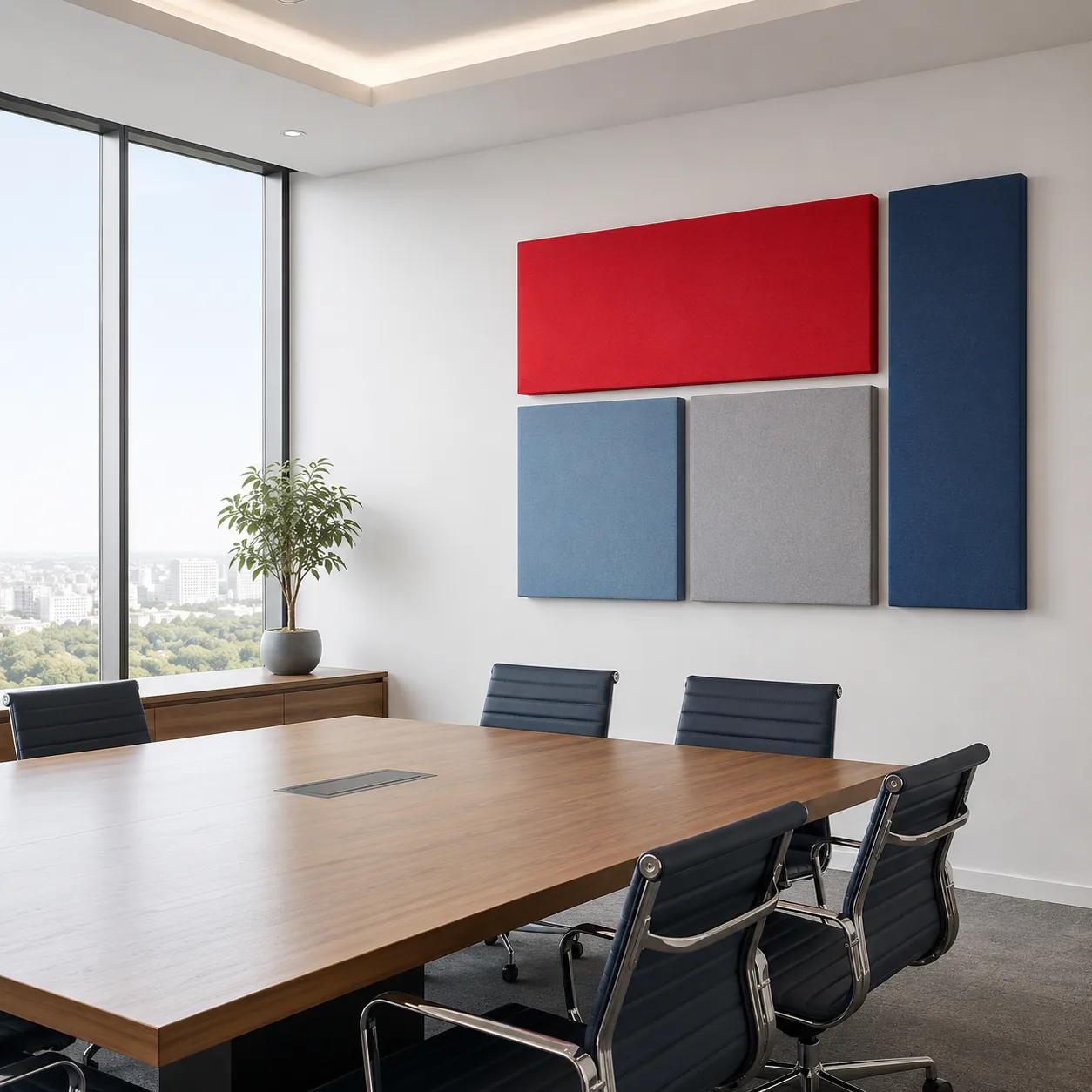 Red Blue Grey Meeting Room