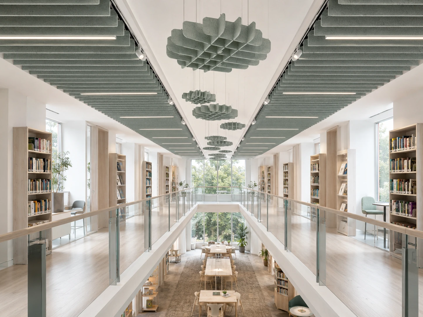 PET acoustic baffles installation