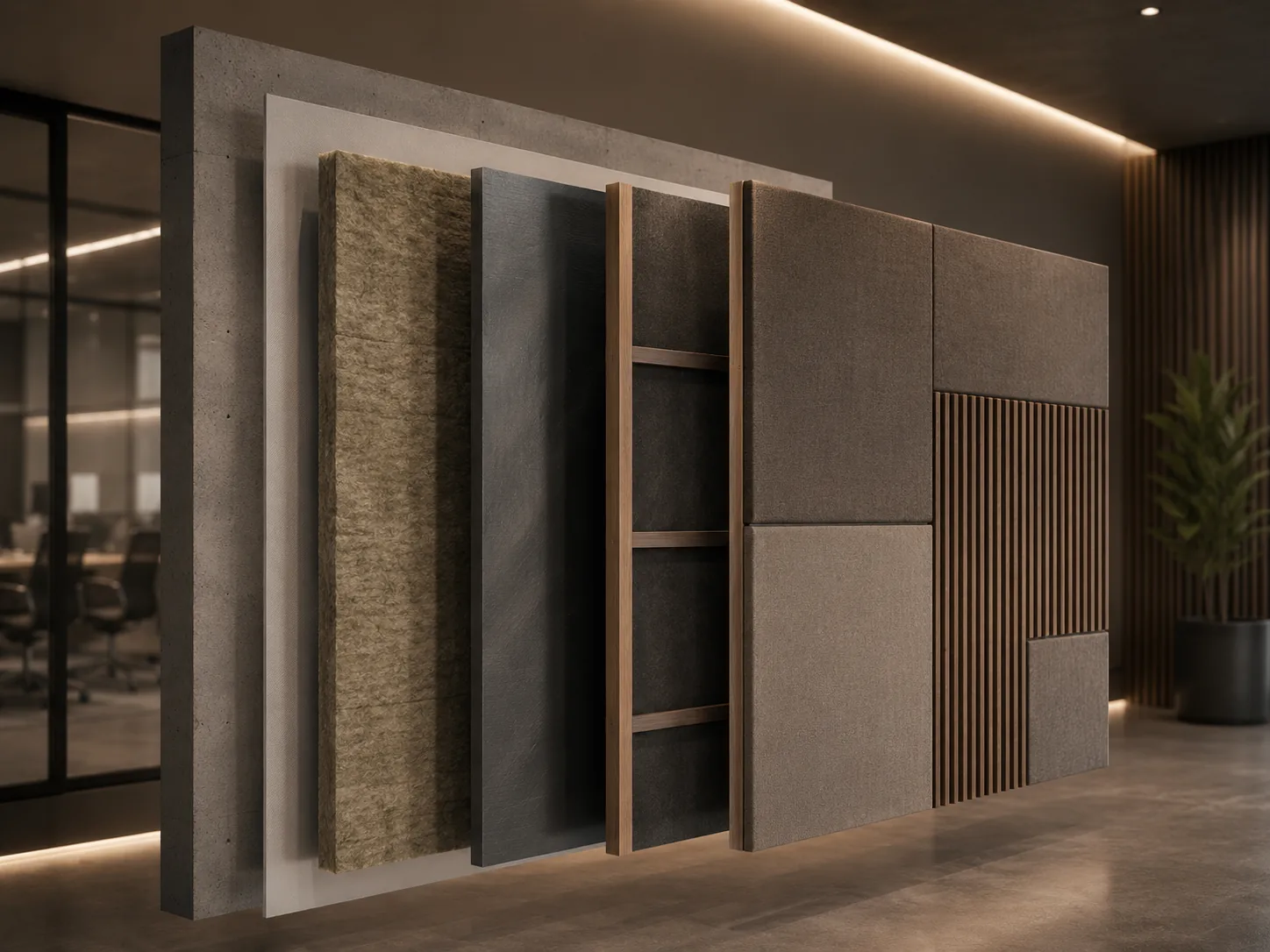 Cross-section of a 5-layer acoustic retrofit wall