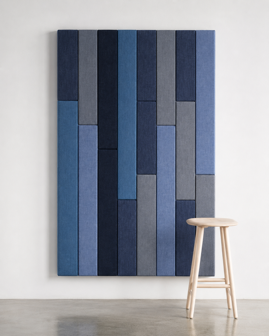 Vertical Blue-Tone Stripe Wall