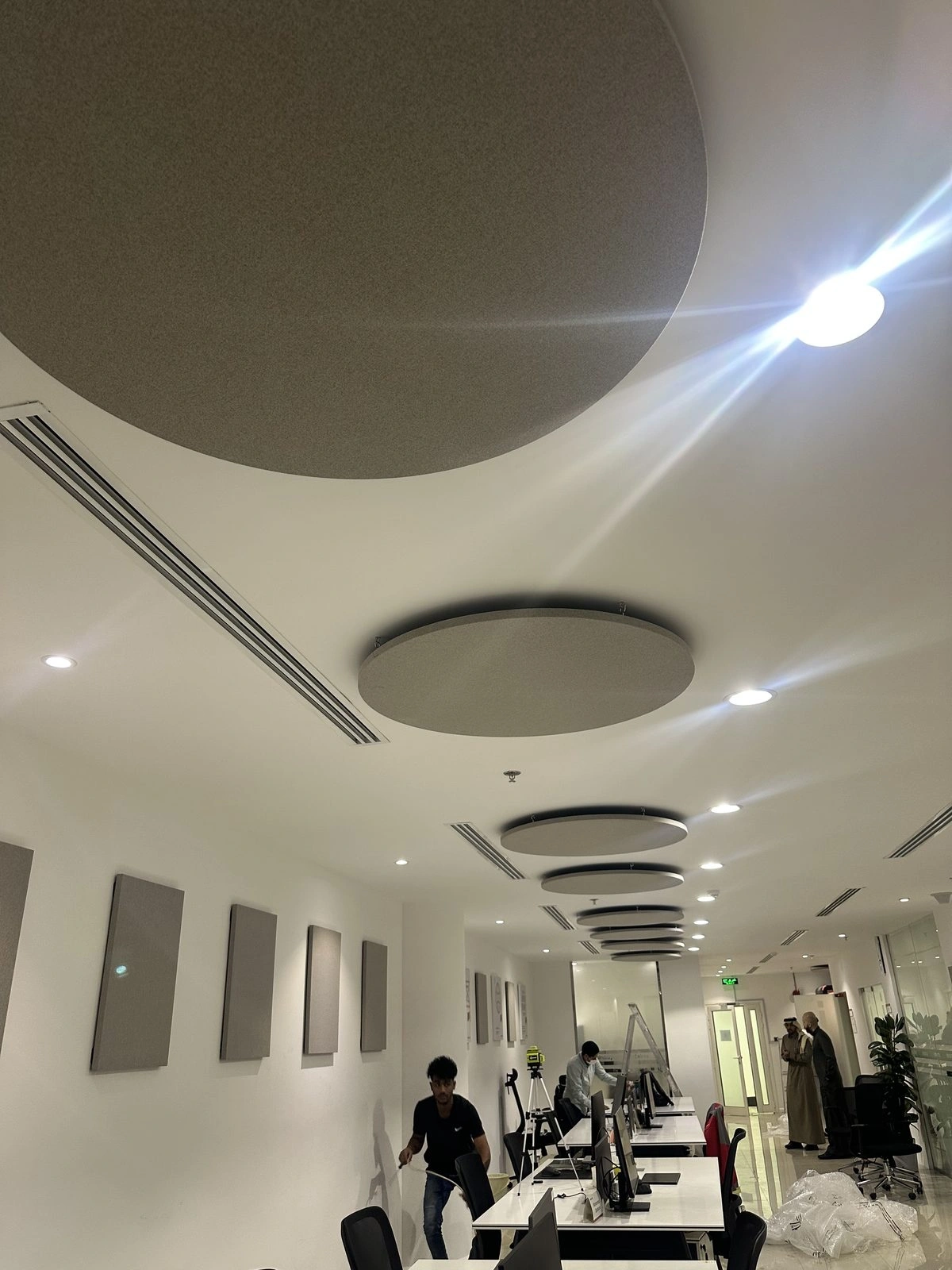 Mindray Medical — row of circular ceiling baffles
