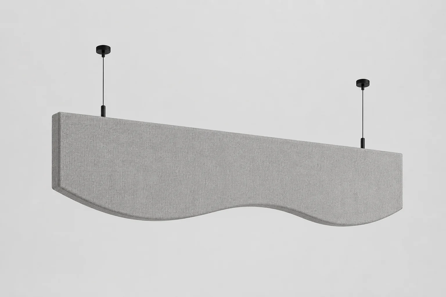 Single grey wave fabric baffle — studio detail shot