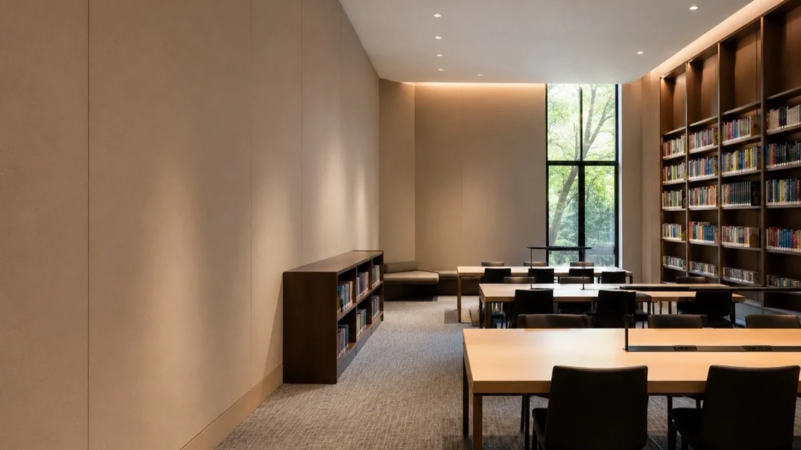 Yamamah PET acoustic panels — library reading hall