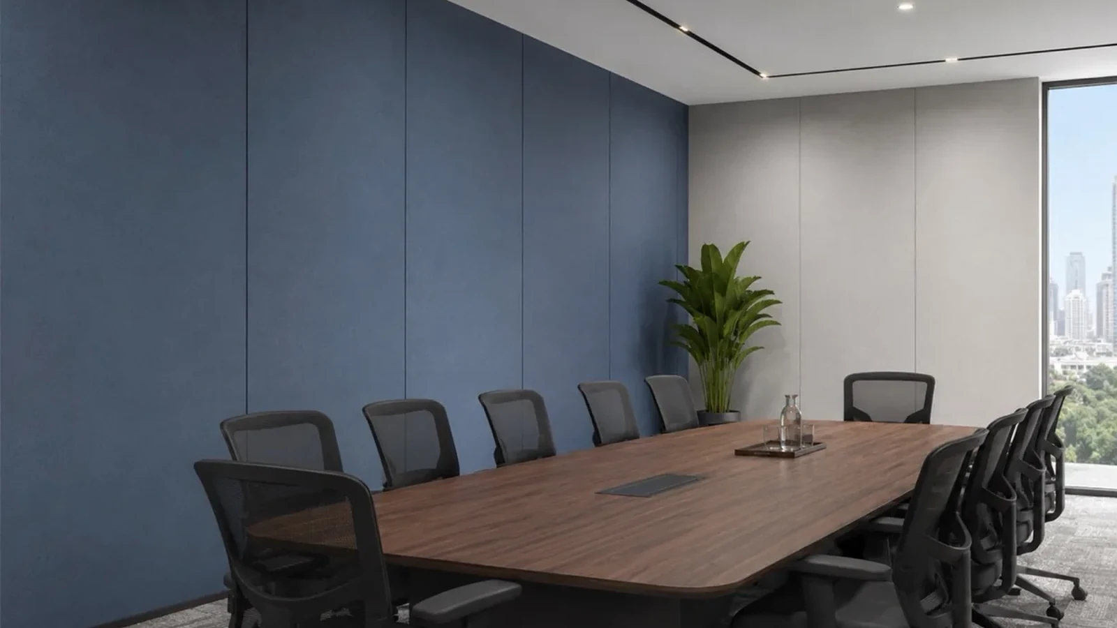 Yamamah PET acoustic panels — executive boardroom